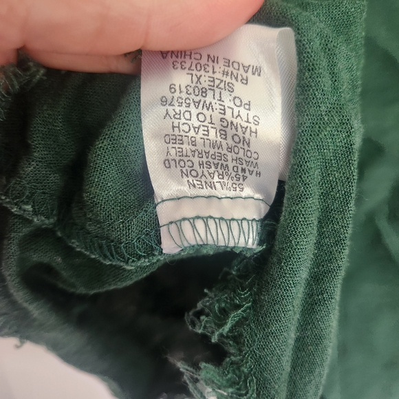 Umgee Green Frayed Hem Women's Top Size XL Euc - Picture 4 of 4